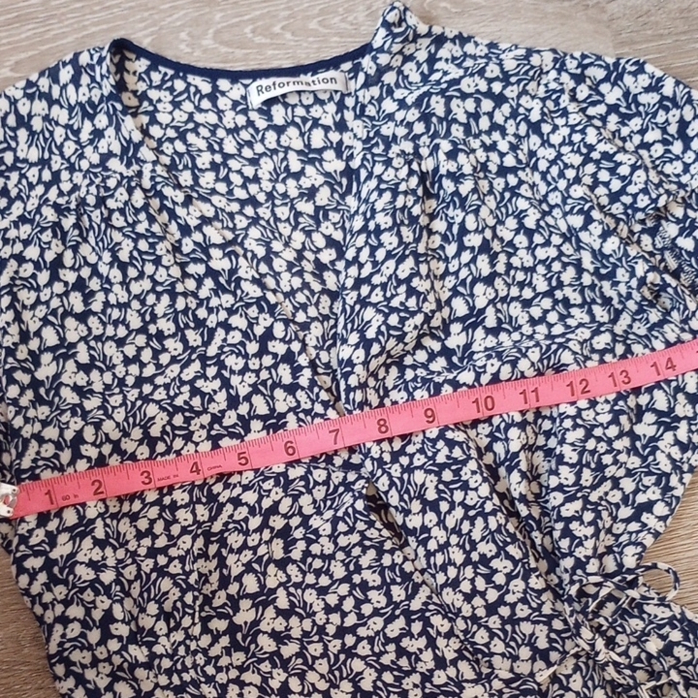 Reformation Blue and White Sleeveless V-Neck Sundress - Picture 8 of 10
